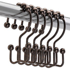 Titanker Shower Curtain Hooks Rings, Rust Resistant Metal Double Glide Shower Hooks for Bathroom Shower Rods Curtains, Set of 12 Hooks - White