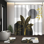 Bathroom Sets with Shower Curtain and Rugs, Set of 4 Geometric Boho