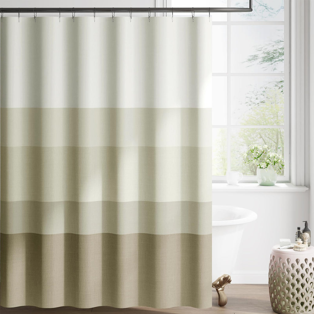 jinchan Ombre Ocean Blue Shower Curtain for Bathroom 70x72 Inch 12 Hooks