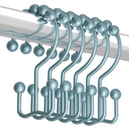 Titanker Shower Curtain Hooks Rings, Rust Resistant Metal Double Glide Shower Hooks for Bathroom Shower Rods Curtains, Set of 12 Hooks - White