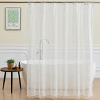 WAZZIO Dark Sage Green Lace Shower Curtain,Boho Chic Style,72 x 72 in