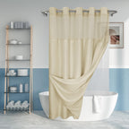 River Dream No Hook Shower Curtain with Snap-in Liner Set, Dark Gray, 71x74
