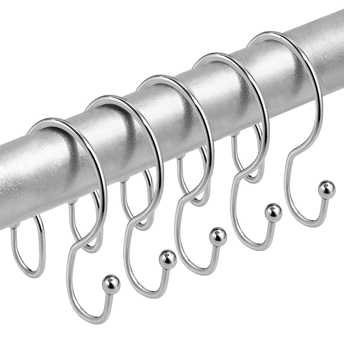 Shower Curtain Hooks Rings - ELWEY Double Shower Curtain Hooks Rust Proof