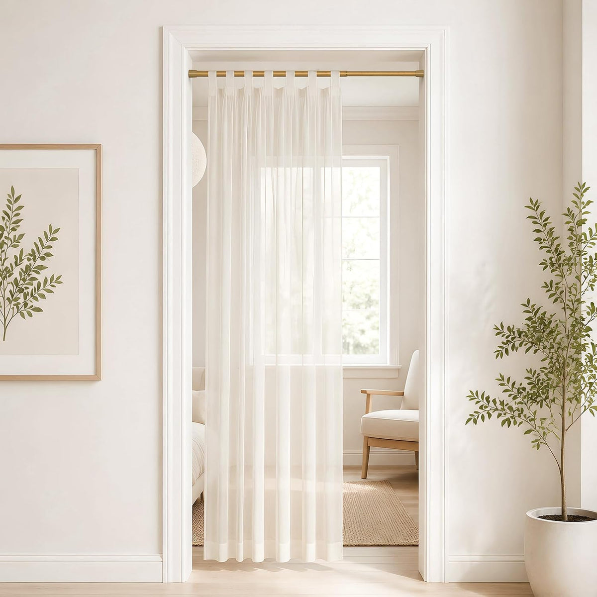 MEXAU 3 Pack Spring Tension Curtain Rod for Window 17-38 Inch, Wood Grain