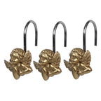 Twofish Home Golden Angel Shower Curtain Hooks Anti Rust Shower Curtain Hooks Decorative Resin Golden Angel Shower Curtain Rings Set of 12