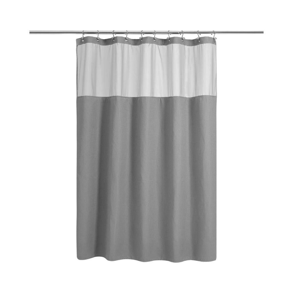 N&Y HOME Stall Waffle Weave Shower Curtain with Snap-in Liner White 36x72