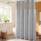 River Dream Cotton Blend Fabric Shower Curtain Set with Liner, White, 54x80