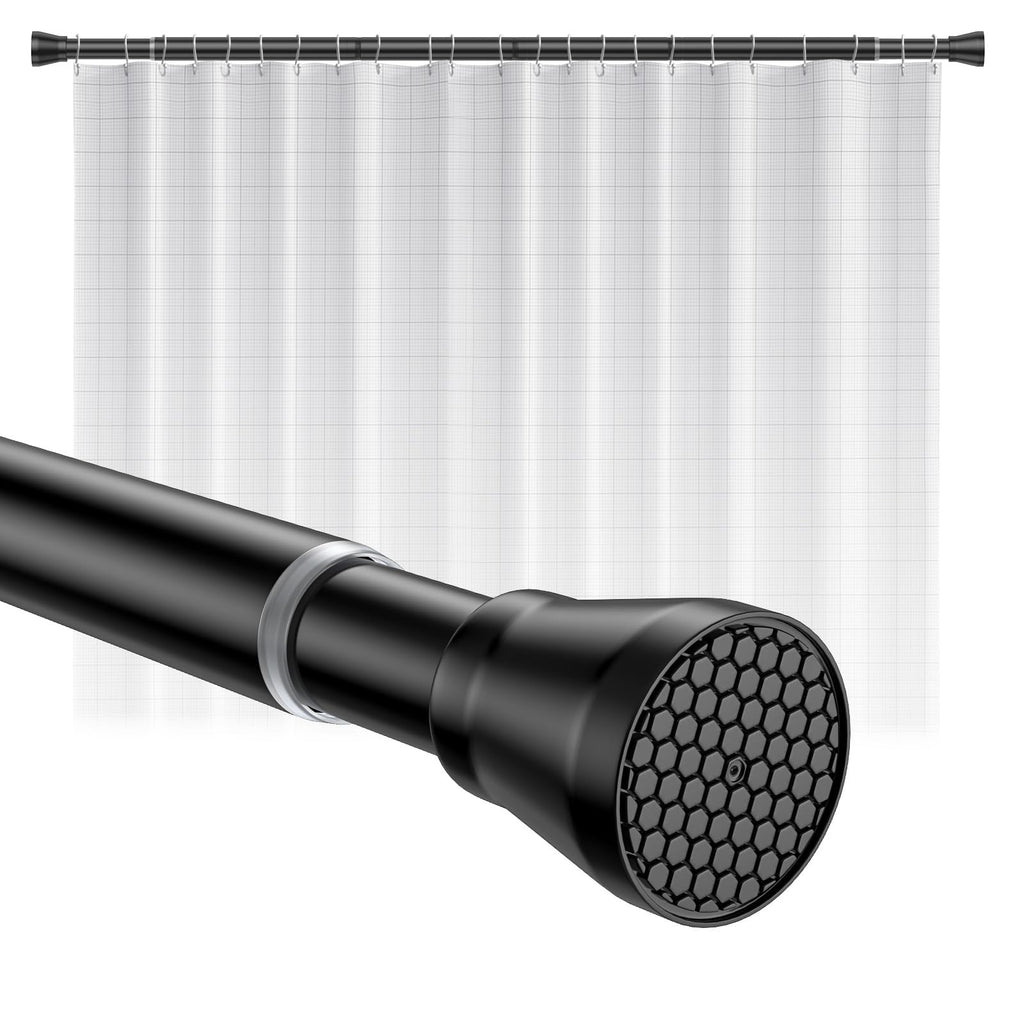 Black Tension Curtain Rod for Windows 28 to 48 Inch Spring Curtain Rods