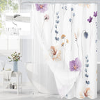 Gibelle 3 in 1 Sage Green Watercolor Floral Shower Curtain Liner Set, 72x72