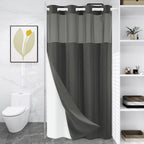 WONICY Hook-Free Shower Curtain with Snap-in Liner, Cream, 71 x 74