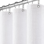 White Waffle Weave Shower Curtain 258GSM Heavyweight Cotton Fabric 72Wx72L