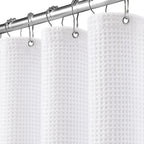 White Waffle Weave Shower Curtain 258GSM Heavyweight Cotton Fabric 72Wx72L