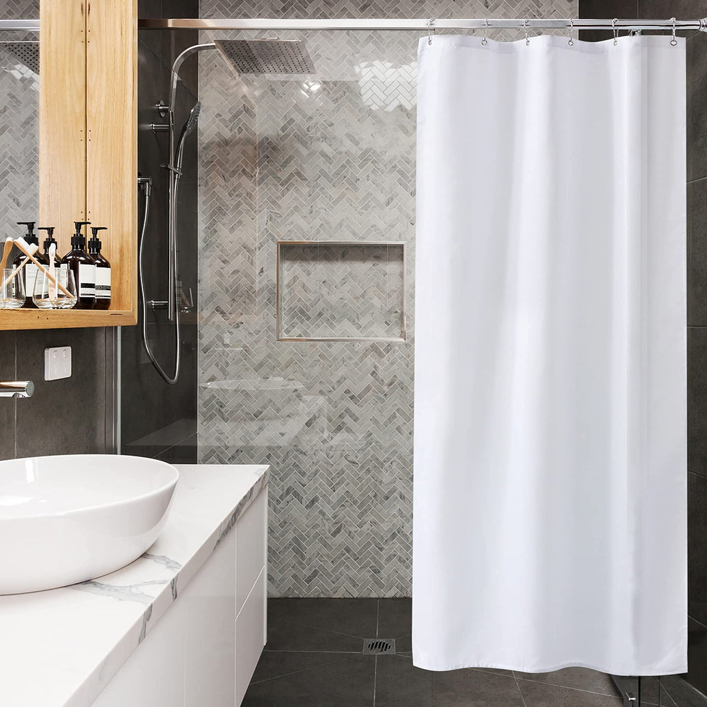 Amazer Ivory Shower Curtain Liner, Ivory Fabric Shower Liner, 2-in-1 Bathroom Shower Curtain and Liner, 12 Grommet Holes, Water Proof, Machine Washable, Hotel Quality, 72 x 72 Inches