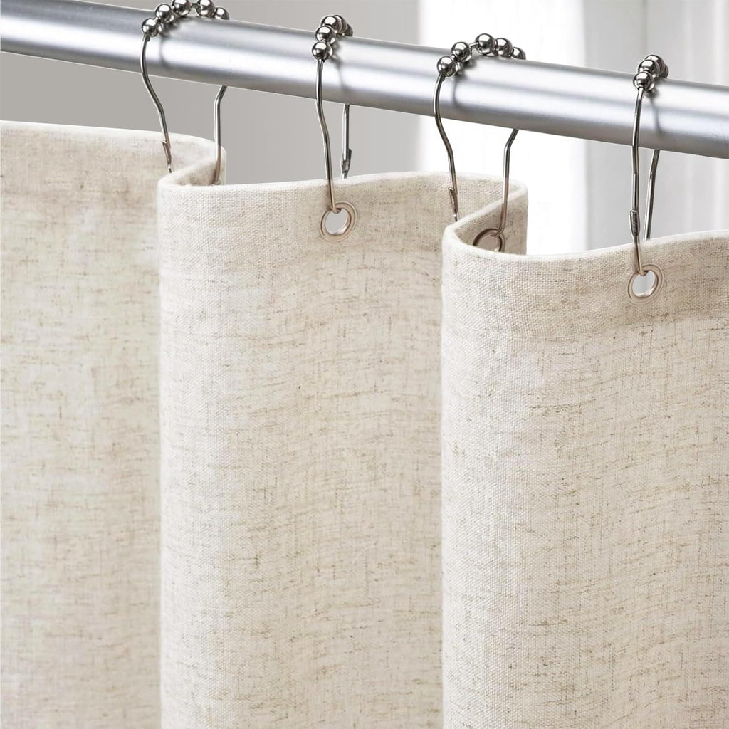 Linen Shower Curtain Beige Boho Cream Natural Cloth 72" W x 72" L