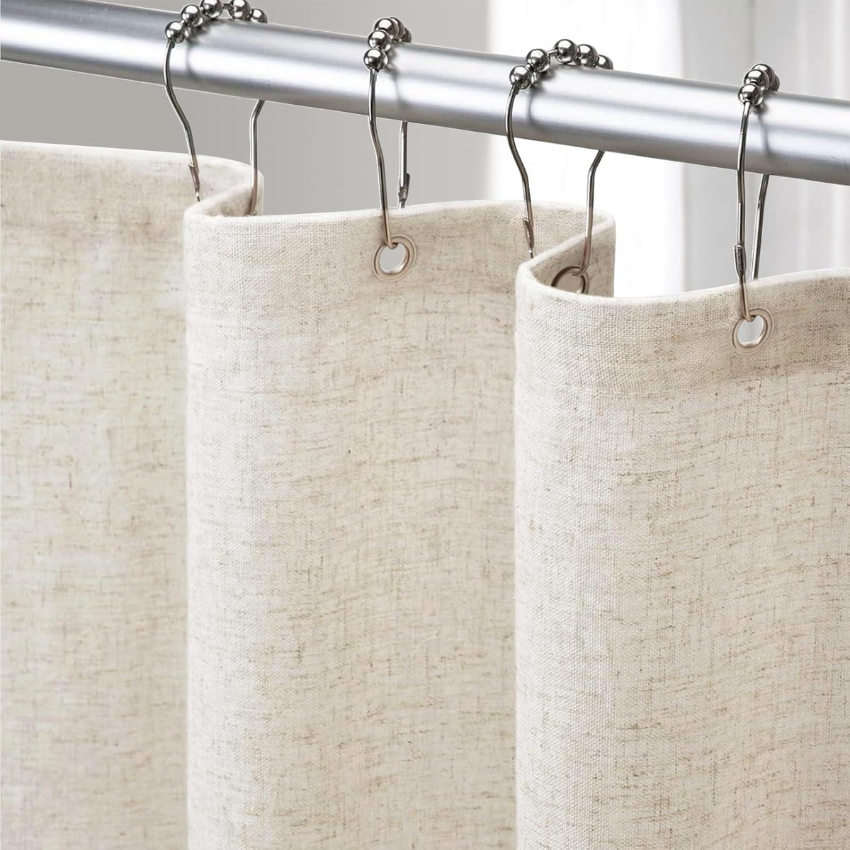 Linen Shower Curtain Beige Boho Cream Natural Cloth 72" W x 72" L
