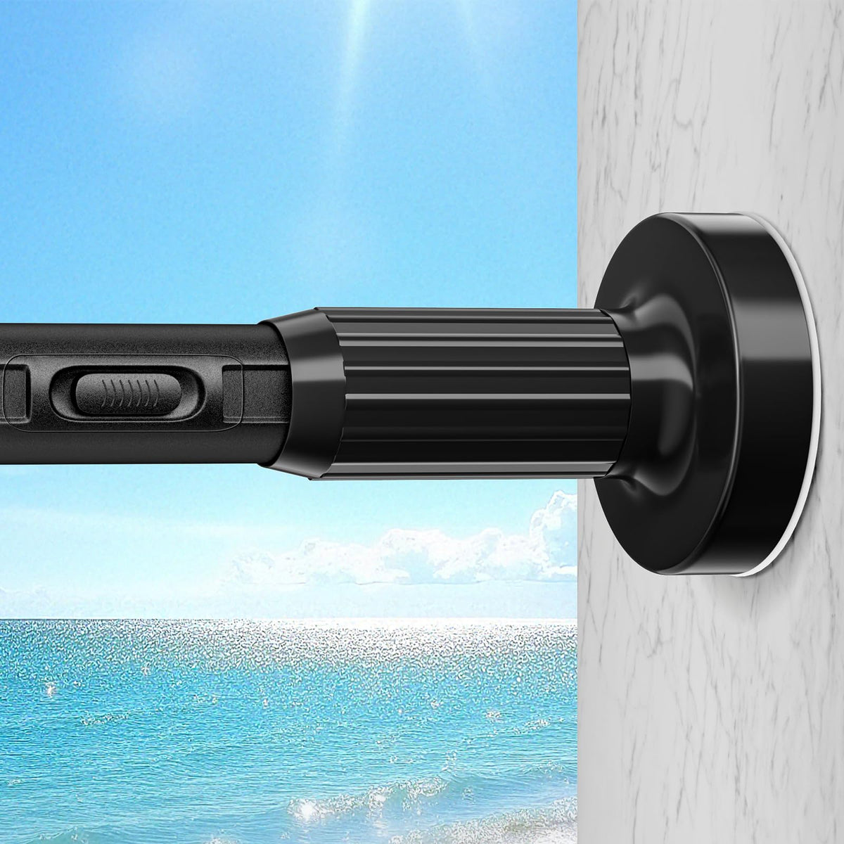 Tension Curtain Rod 41-86In-150Lb, Curtain Rod No Drilling for Window or Bathroom Patio, Adjustable Heavy Duty Shower Curtain Rod, Easy to Install, Never Rust, Rod Diameter 1.26 Inches-Black