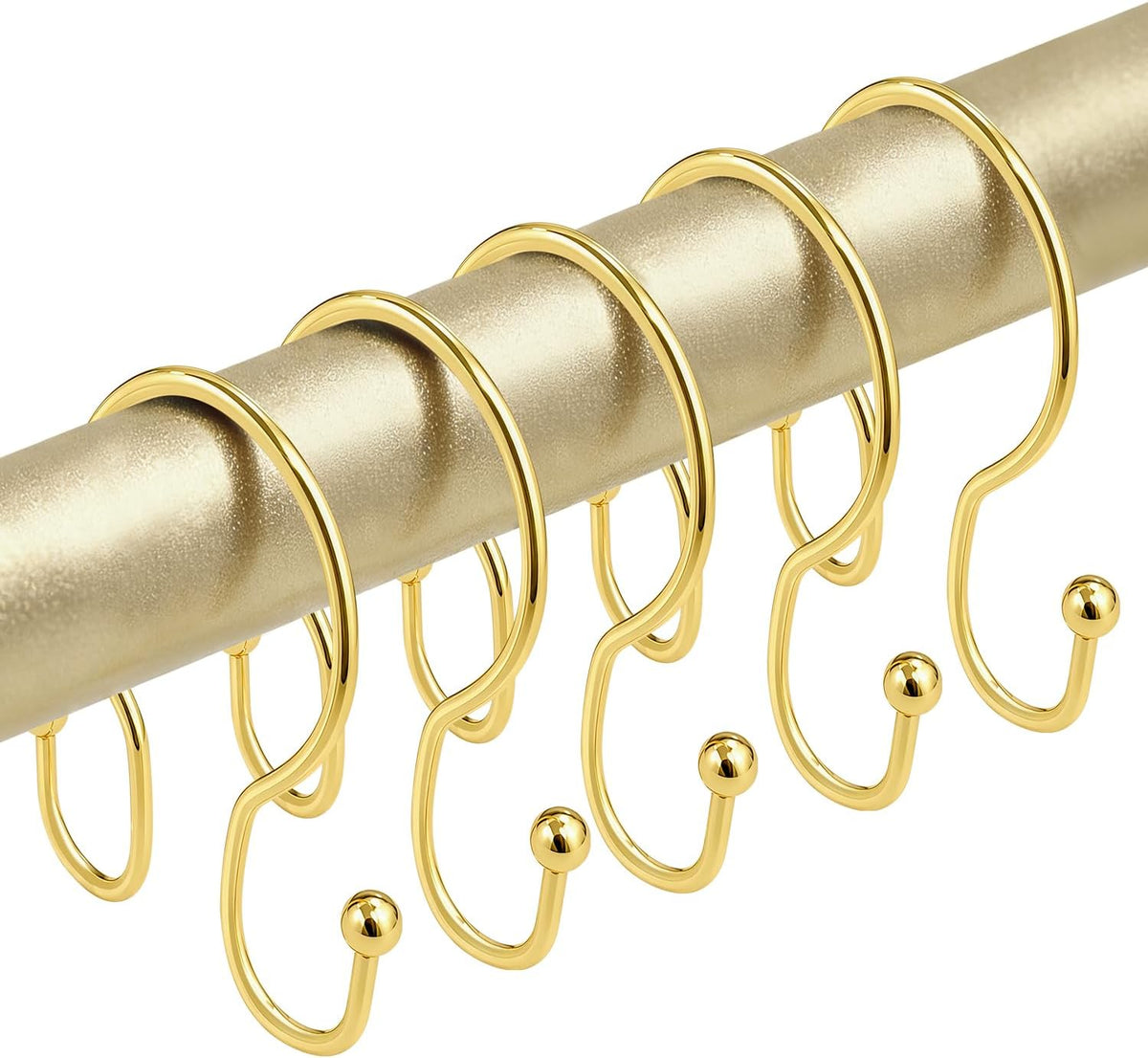 Shower Curtain Hooks Rings - ELWEY Double Shower Curtain Hooks Rust Proof