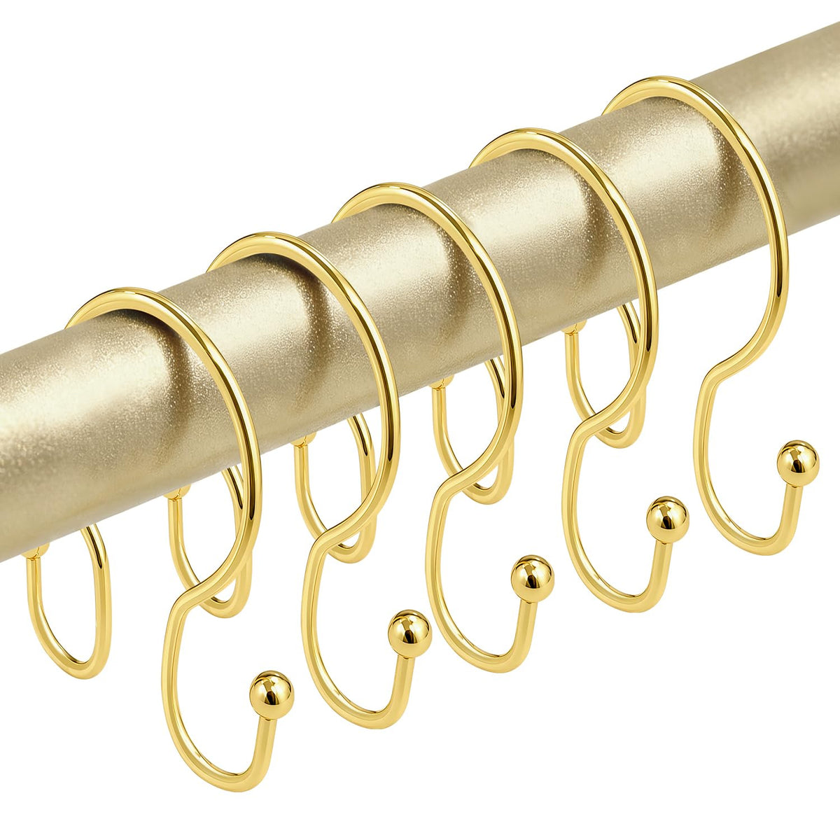 Shower Curtain Hooks Rings - ELWEY Double Shower Curtain Hooks Rust Proof