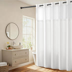 RiverDream Heavyweight Waffle No Hook Shower Curtain with Liner,White,71x74