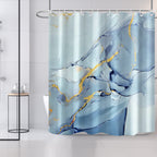 AWERT Blue Marble Shower Curtain - Waterproof for Bathroom Decor, Printed Washable With Hooks, 72x72 Inch
