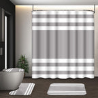 Bathroom Sets with Shower Curtain and Rugs, Set of 4, Checkered