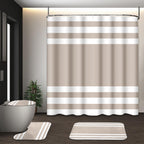 Bathroom Sets with Shower Curtain and Rugs, Set of 4, Checkered