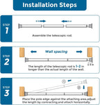 AIZESI 2 Pack Tension Curtain Rod 23-46 Inch Tension Rods No Drill, Black