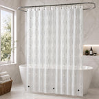 EurCross EVA Clear Shower Curtain 72x72 inches with 3 Stronger Magnetic Magnets, Flexibility PVC-Free 155g/m2 Heavy Duty Clear Design Shower Curtain Liner with Geometric 3D Pattern and Hooks