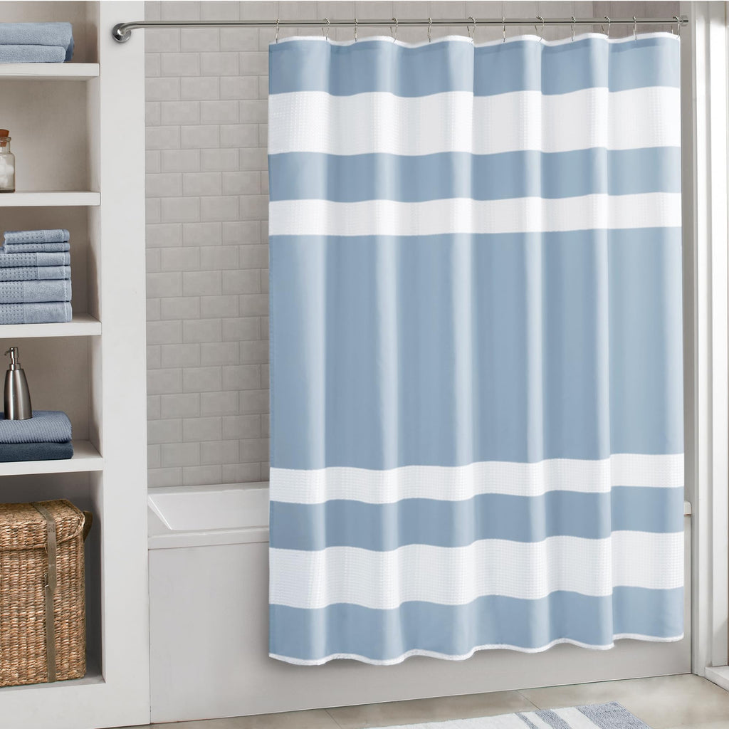 Madison Park Spa Waffle Shower Curtain for Bathroom, 72 x 72, Grey