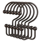 Amazer Gold Shower Curtain Hooks, 12PCS Minimalist Simple Double Shower Curtain Rings, Rust-Resistant Metal Shower Hooks Shower Curtain Hangers, Shower Rings for Bathroom Shower Rods Curtains