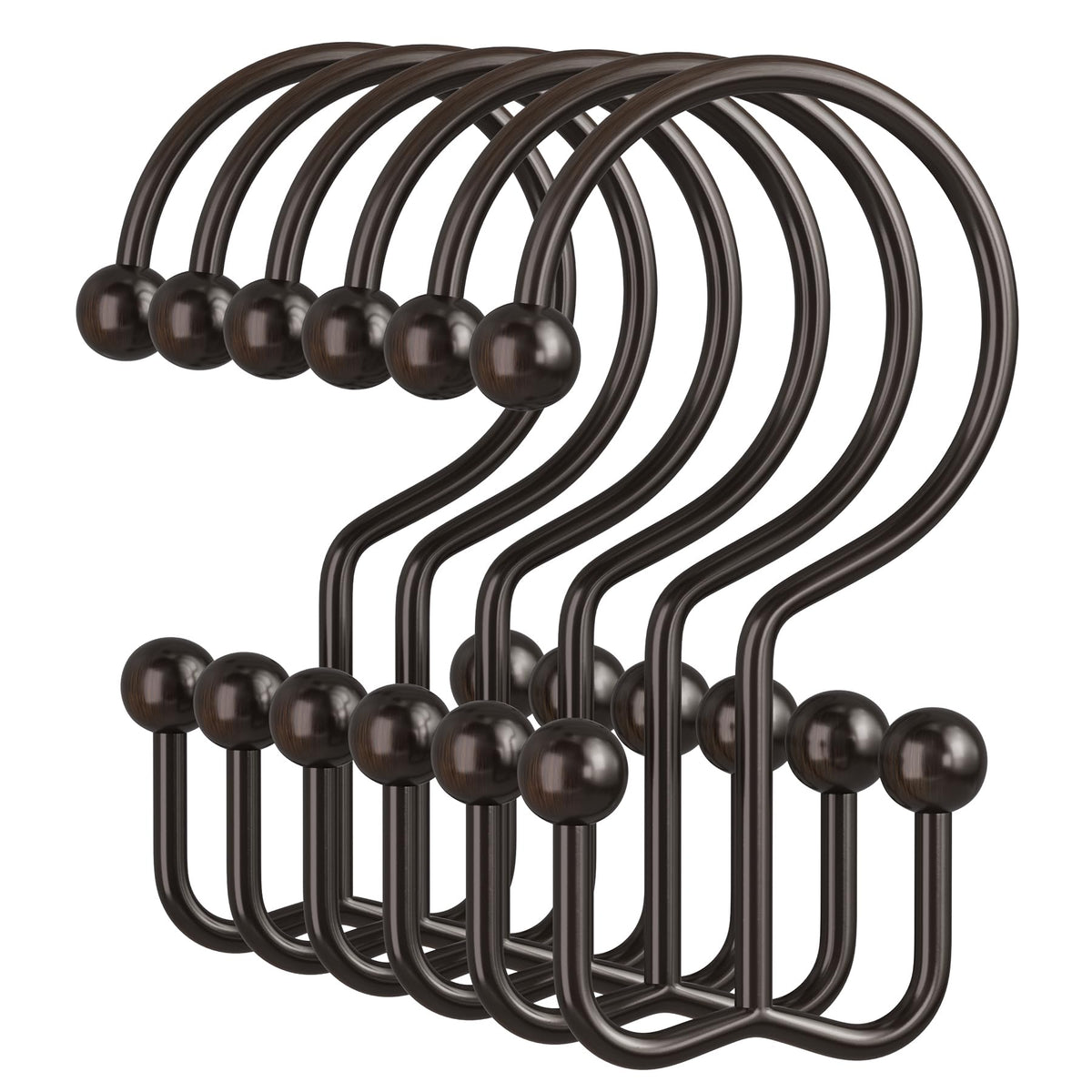 Amazer Gold Shower Curtain Hooks, 12PCS Minimalist Simple Double Shower Curtain Rings, Rust-Resistant Metal Shower Hooks Shower Curtain Hangers, Shower Rings for Bathroom Shower Rods Curtains