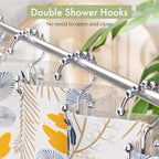Amazer Shower Curtain Hooks Rings, Rust-Resistant Stainless Steel Double Shower Curtain Hooks, Shower Hooks for Shower Curtain and Liner Bathroom, Set of 12, Chrome