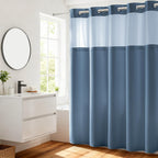 RiverDream Heavyweight Waffle No Hook Shower Curtain with Liner,White,71x74