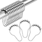 Amazer Shower Curtain Hooks Rings, Rust-Resistant Stainless Steel Double Shower Curtain Hooks, Shower Hooks for Shower Curtain and Liner Bathroom, Set of 12, Chrome