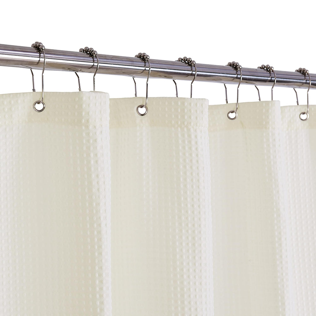 Barossa Design Waffle Weave Extra Long Shower Curtain White 84 Inch Length