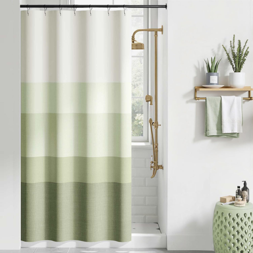 jinchan Ombre Ocean Blue Shower Curtain for Bathroom 70x72 Inch 12 Hooks