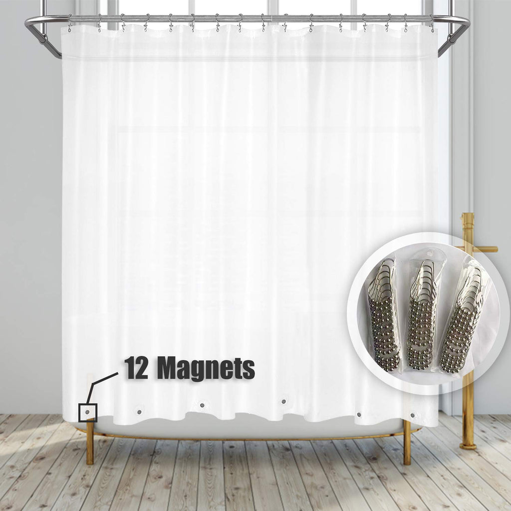 Barossa Design 48 inch Wide Stall Shower Curtain Liner with Magnets, Clear