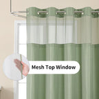 Colorful Star Sage Green No Hook Waffle Shower Curtain Set, 72 x 75 Inch