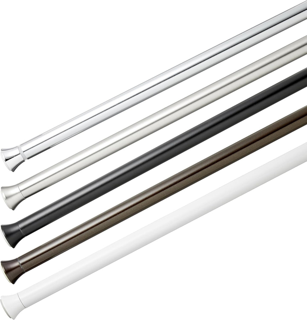 Amazon Basics No Drilling Spring Tension Curtain Rod, Adjustable Length 54-90" Width, Classic Finial, Nickel