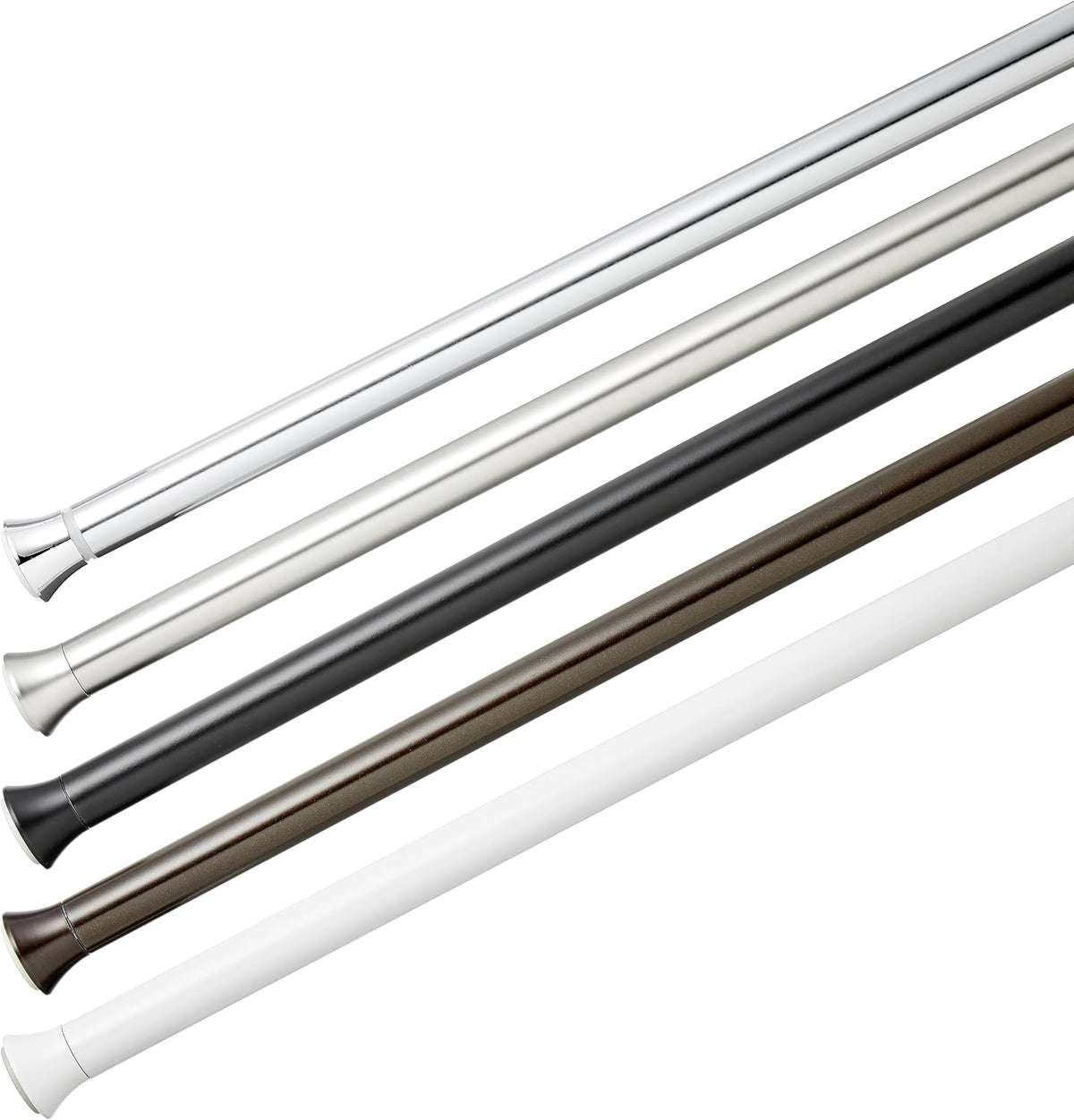 Amazon Basics No Drilling Spring Tension Curtain Rod, Adjustable Length 54-90" Width, Classic Finial, Nickel