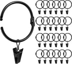 24 Pack 2 Inches Openable Curtain Rings with Clips