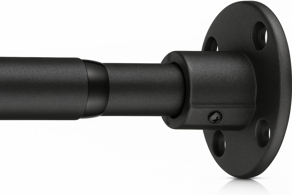 Heavy Duty Shower Rod - Industrial Shower Curtain Rod Wall Mounted for Bathroom,Closet,Room Divider,Outdoor Patio - 28 to 76"Adjustable Shower Pole - Matte Black