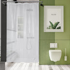 AmazerBath Black Shower Curtain Liner Plastic, Thick PEVA Shower Curtain Black, Dark Shower Liner Heavy Duty 8G, Black Bathroom Curtain Waterproof with 3 Weighted Stones and 12 Grommets, 72x72 Inches
