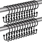 Bathway Shower Curtain Hooks Nickel Shower Curtain Rings, 12 Pcs Double Hook Shower Curtain Hooks Rings Shower Curtain Hangers Rust Proof, Metal Shower Hooks for Bathroom Shower Curtain Rod