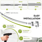 Curved Shower Curtain Rod， Adjustable 33-78 Inches Silver All Stainless Steel Curved Shower Rod， Shower Curtain Rod for Extra Shower Space for Bathroom, Bathtub, Stall, No Rust, Need to Drill