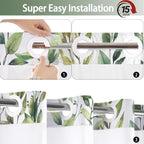 No Hook Shower Curtain and Liner Set, Sage Green Eucalyptus 71x74