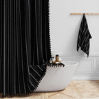 BTTN Cream Boho Farmhouse Linen Heavy Duty Shower Curtain Set, 72x72, Beige