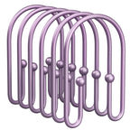 AmazerBath Shower Curtain Hooks, Gold Shower Curtain Hooks Rust Proof, Non-Slip Simple Double Hook Shower Curtain Hooks for Shower Curtain, Sturdy Shower Curtain Rings, 12Pcs