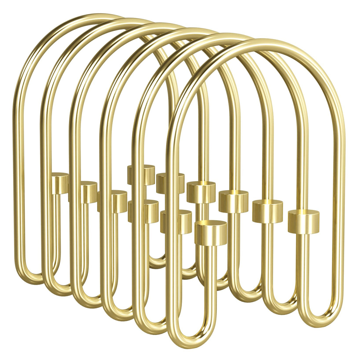 AmazerBath Shower Curtain Hooks, Gold Shower Curtain Hooks Rust Proof, Non-Slip Simple Double Hook Shower Curtain Hooks for Shower Curtain, Sturdy Shower Curtain Rings, 12Pcs