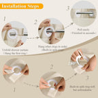 Jowels No Hooks Natural Linen Fabric Shower Curtains for Bathroom 72 Inches